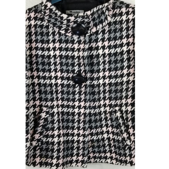 Nygard Collection Wool Blend Houndstooth Black/Pink/Cream Women's Jacket 14 - Picture 2 of 11